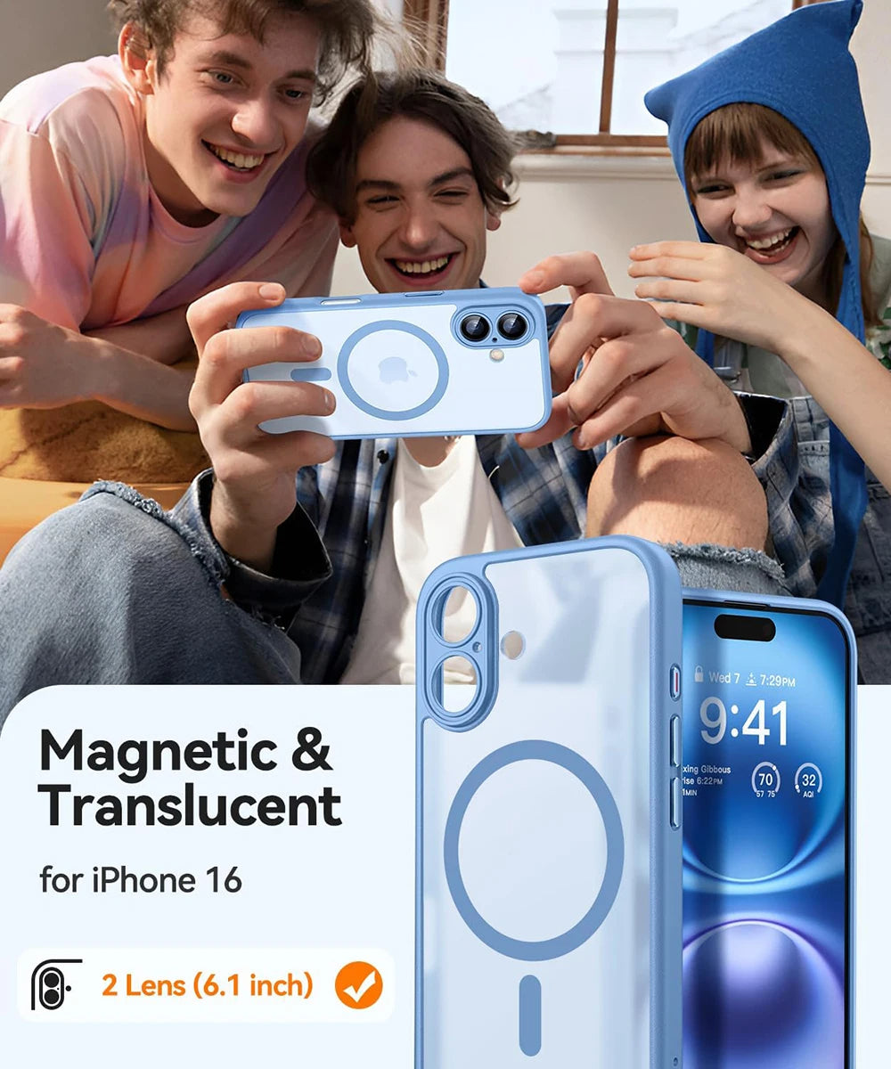 Magnetic Luxury Matte Translucent Case For iPhone 16 15 14 13 Pro Max