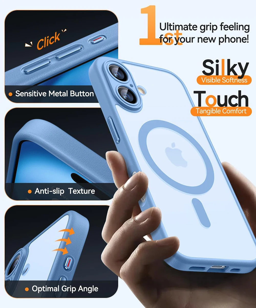 Magnetic Luxury Matte Translucent Case For iPhone 16 15 14 13 Pro Max