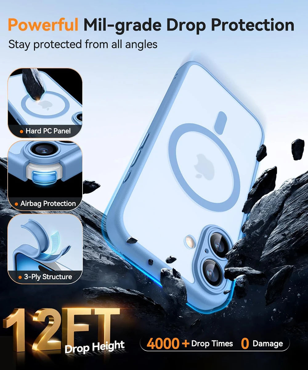 Magnetic Luxury Matte Translucent Case For iPhone 16 15 14 13 Pro Max